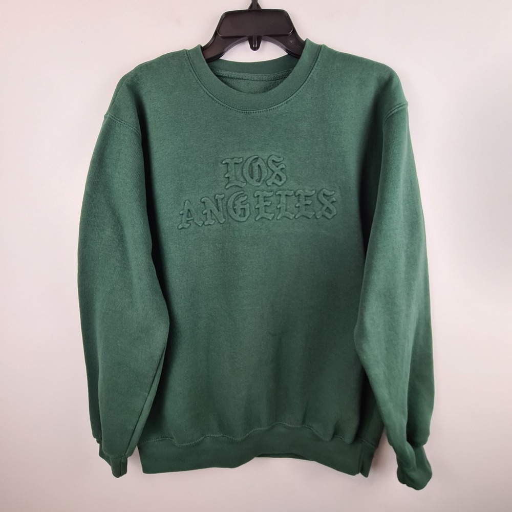 Eighty Eight Brand Los Angeles Embossed Crewneck Sweatshirt Green Mens Medium